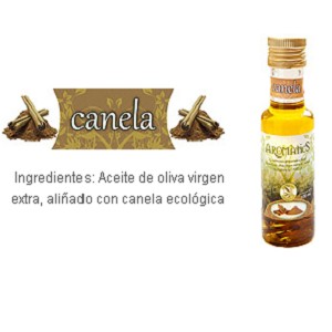 Aceite de oliva sabor Canela. Virgen Extra Ecológico. Botella 250ML. Aromatics (can.agr)										
